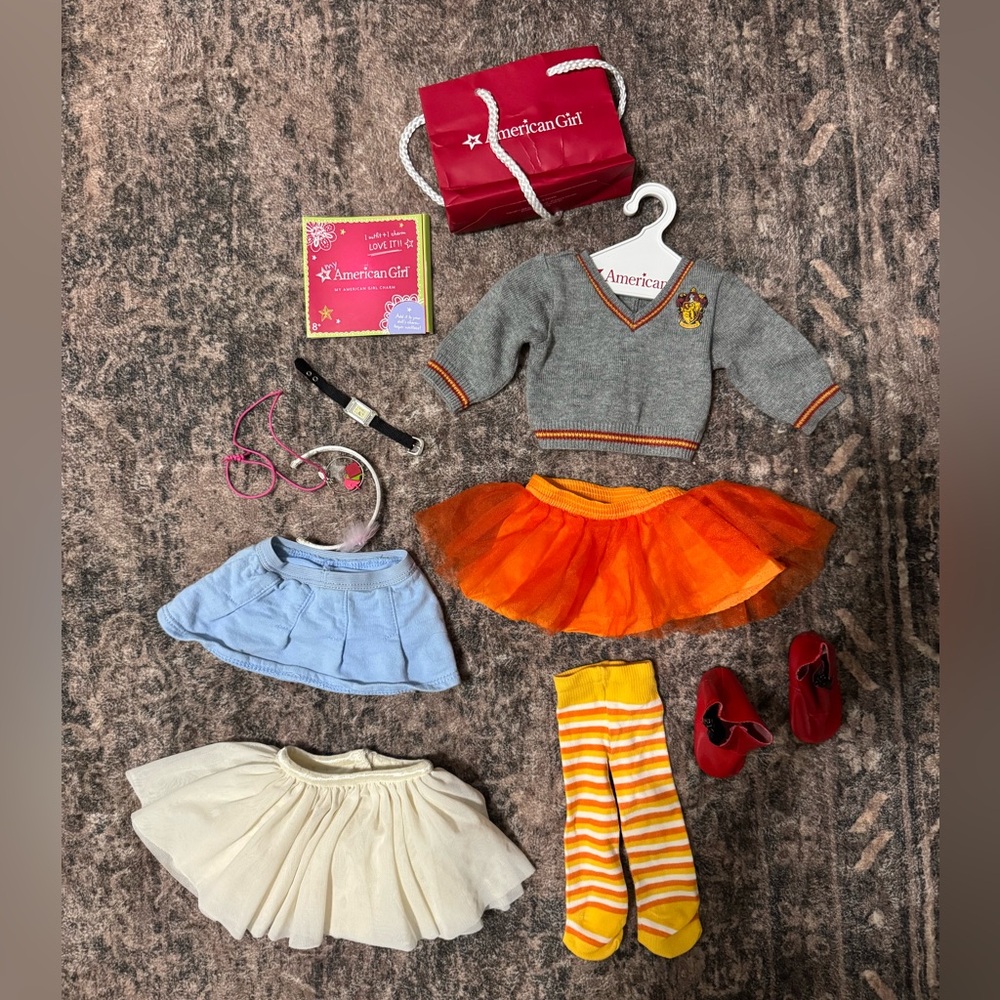 American Girl Gray and Orange Outfit Set